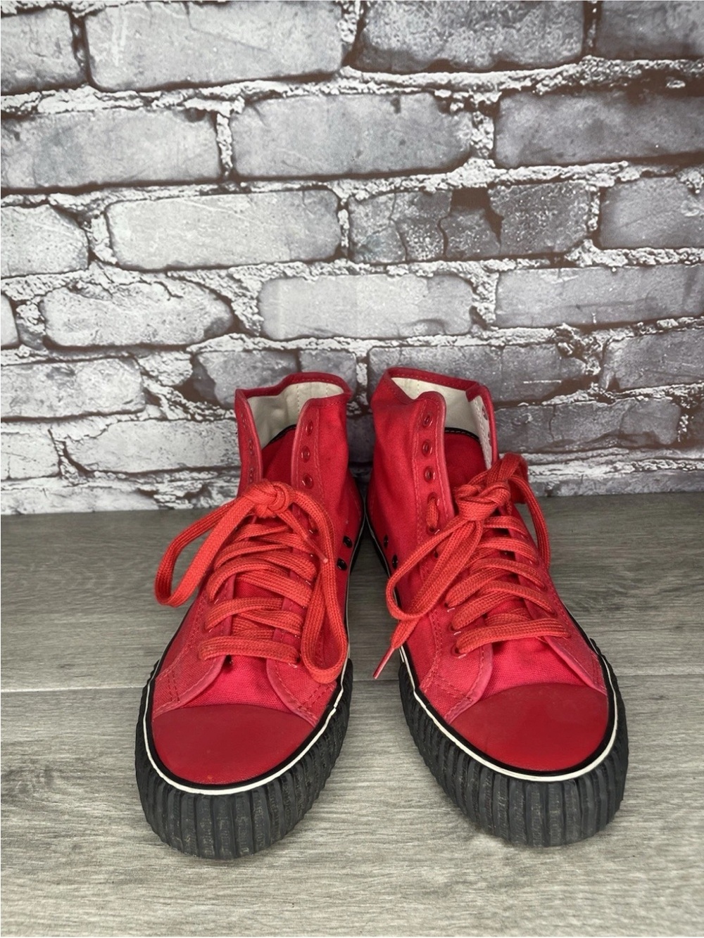 PF Flyers Red Canvas Fabric Lace Up High Top Sneakers Shoes Men Sz 11 US/45EU - Picture 9 of 12